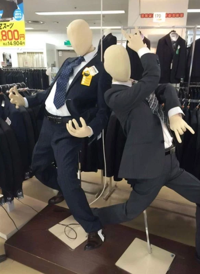 These mannequins seem to be enjoying life more than us