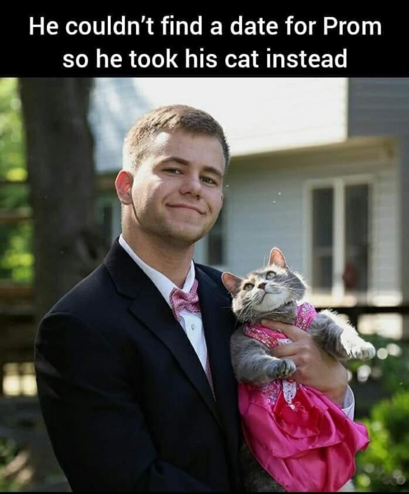 He has a cute cat