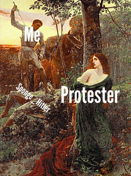 Protester noticed me!
