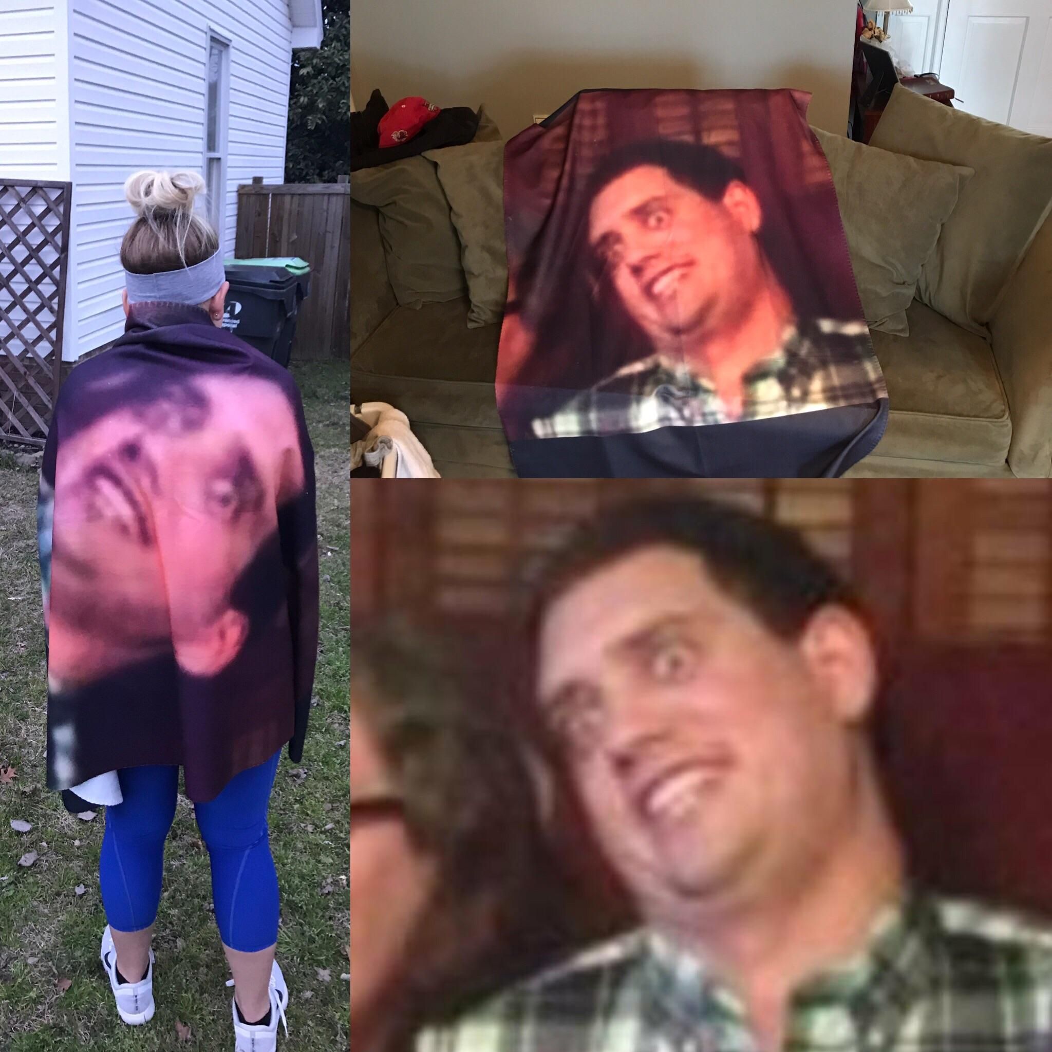 My wife hates this picture of me, so naturally I made it into a blanket for her as a Valentine’s gift.