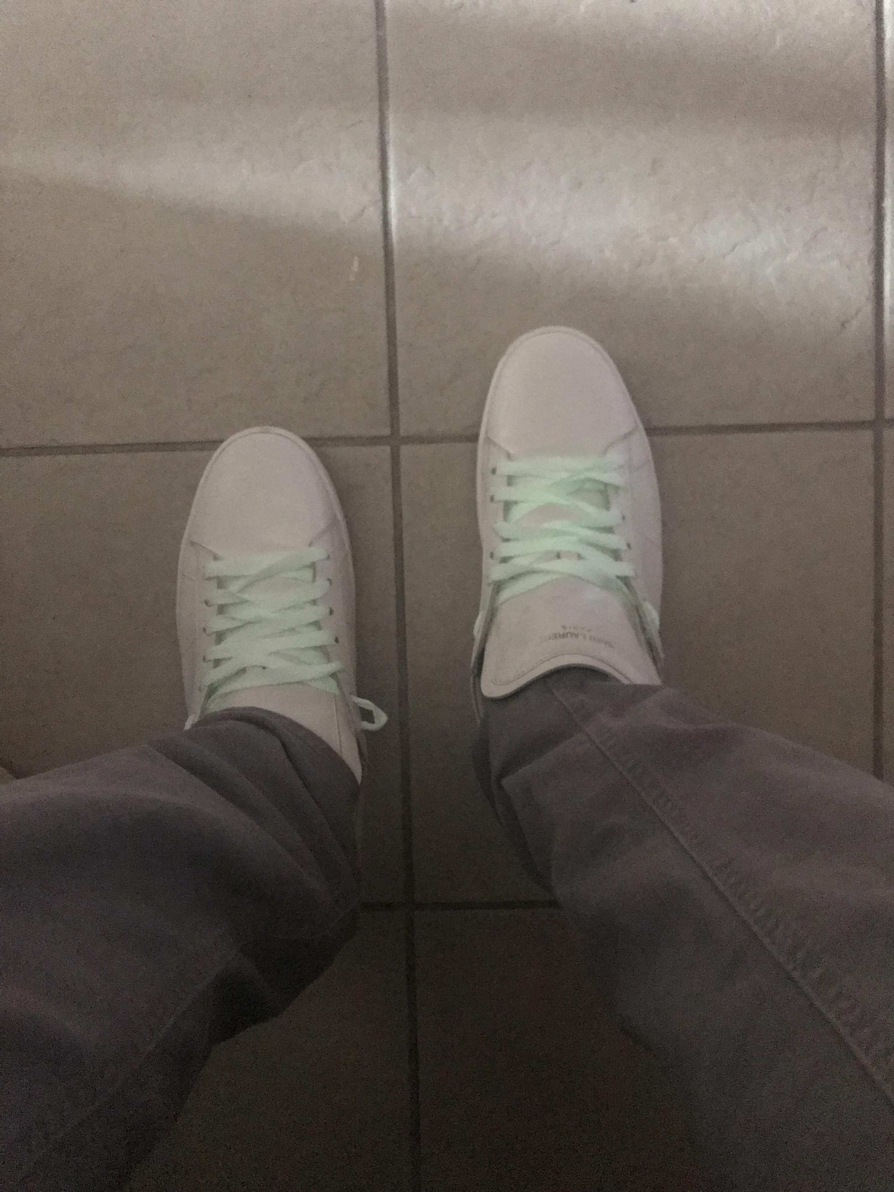 Got the last pair of white laces Target had. Did not read the packaging. I’m on my way to a nice dinner in a dark restaurant.