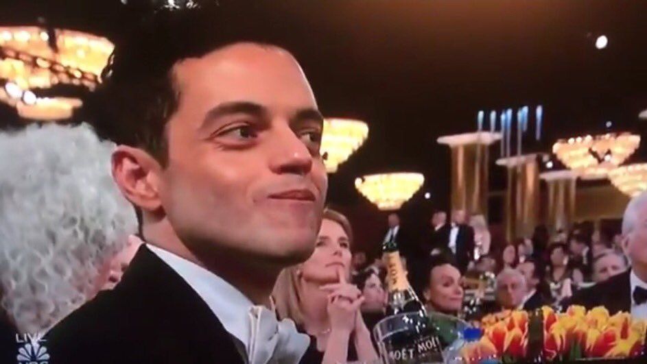 Rami Malek always looks like he's trying to eat chips as quietly as possible