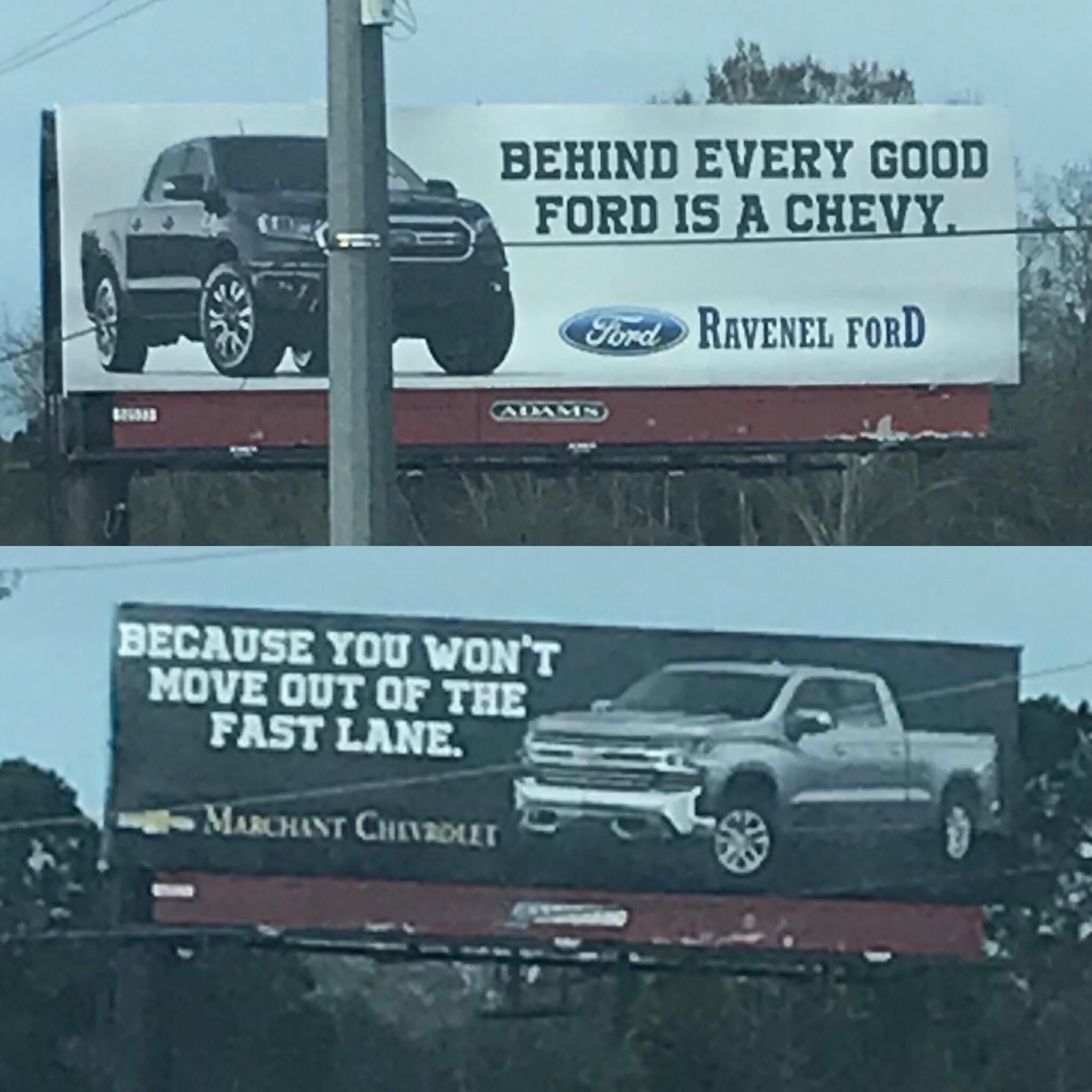 The car dealership billboard shade game is strong outside of Charleston, SC.
