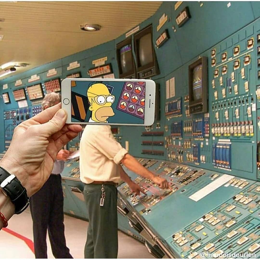 At a plant, then suddenly Homer.