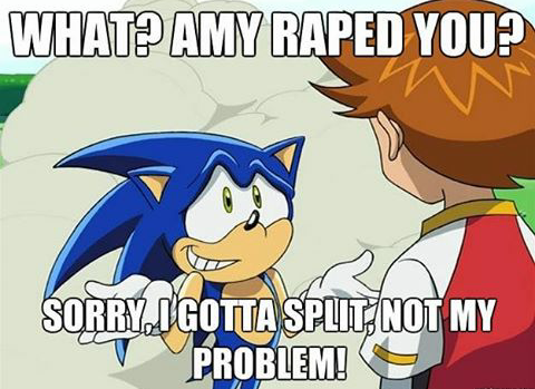 "Sorry Not-Sora, she's just my stalker. Better you than me though am I right?... Gotta go fast!"