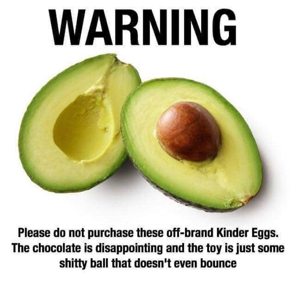 Kinder egg off brand warning