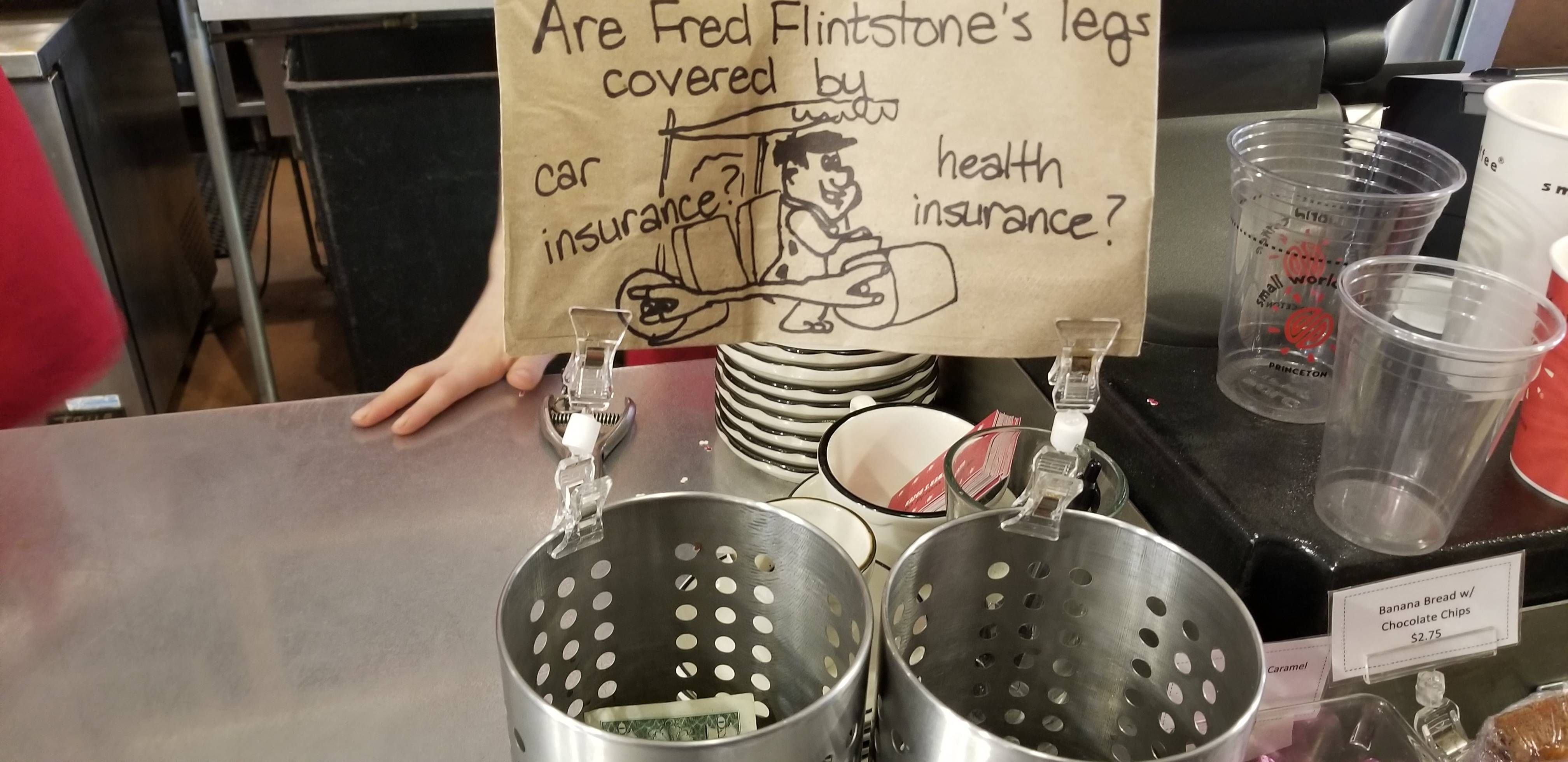 The tip jar at a local coffee shop