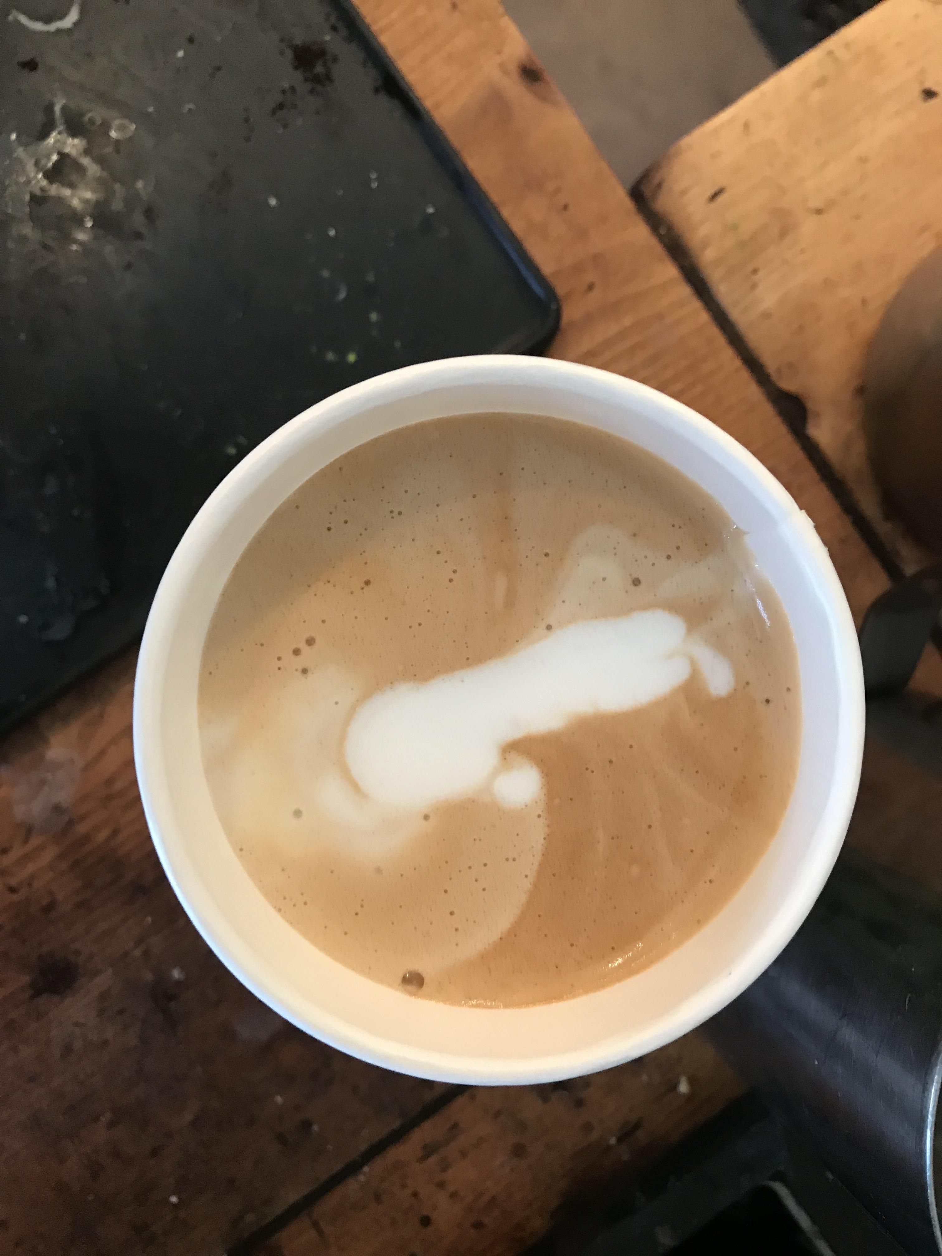 So I’ve worked as a barista for the last month or so, really been trying to figure out latte art. Thought I’d share my first success here (: