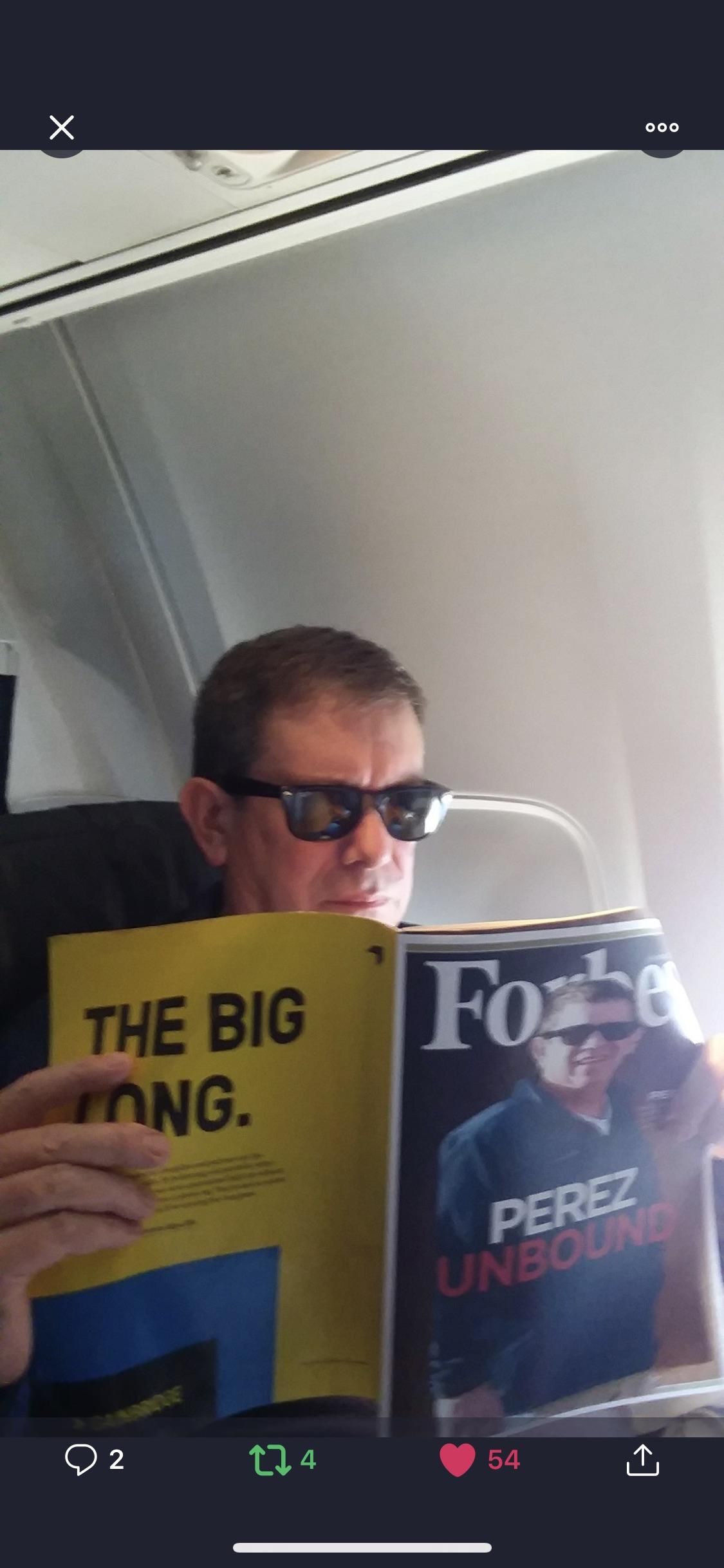 My high school gov teacher put himself on a cover of Forbes and read it on a plane while he sat in first class for the first time in his life.
