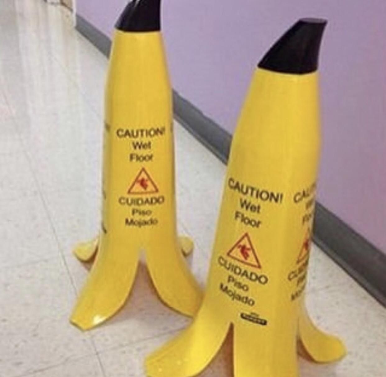 Banana shaped caution cones
