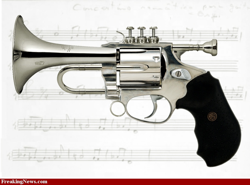 Saw your "Javel in a tuba", raised you a handgun trumpet