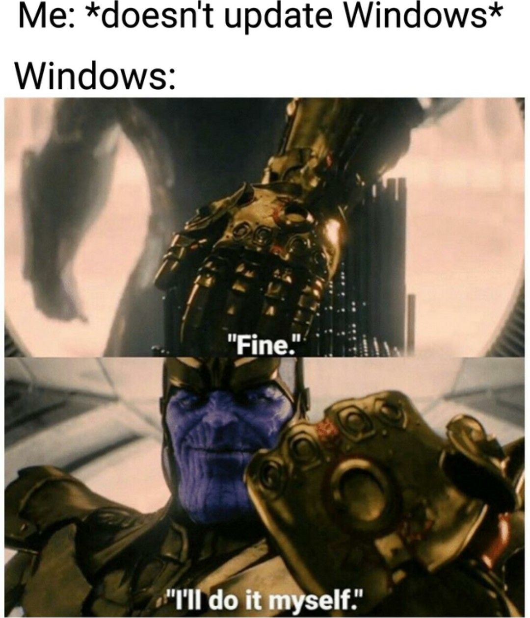 Windows Thanos meme