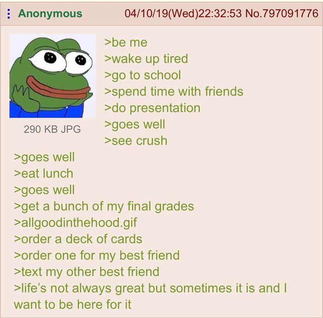 Anon's life is ok