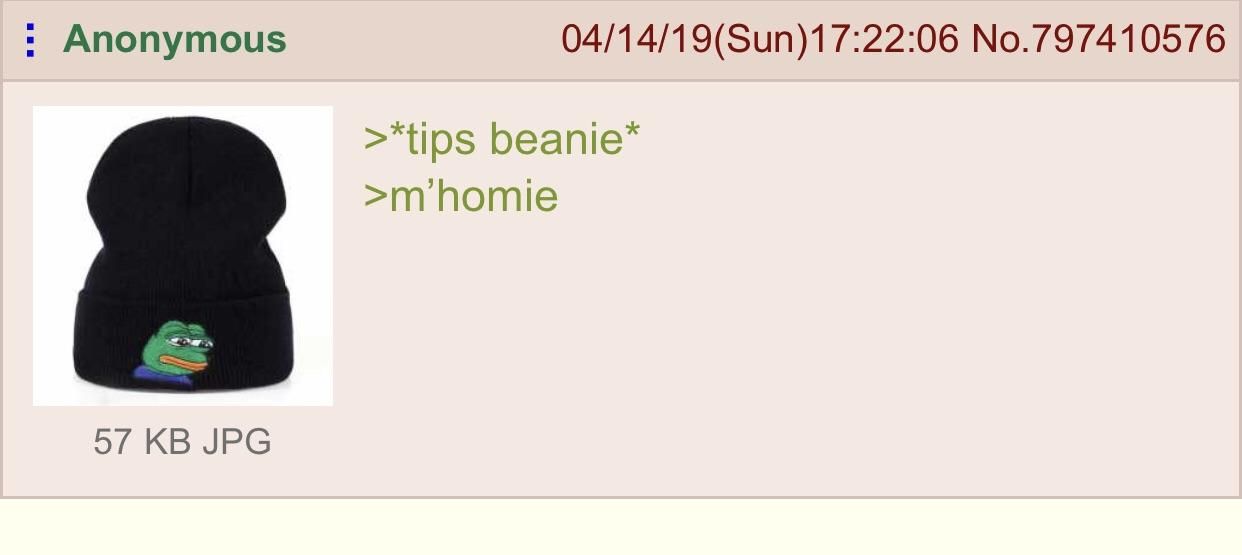 Anon wears a beanie