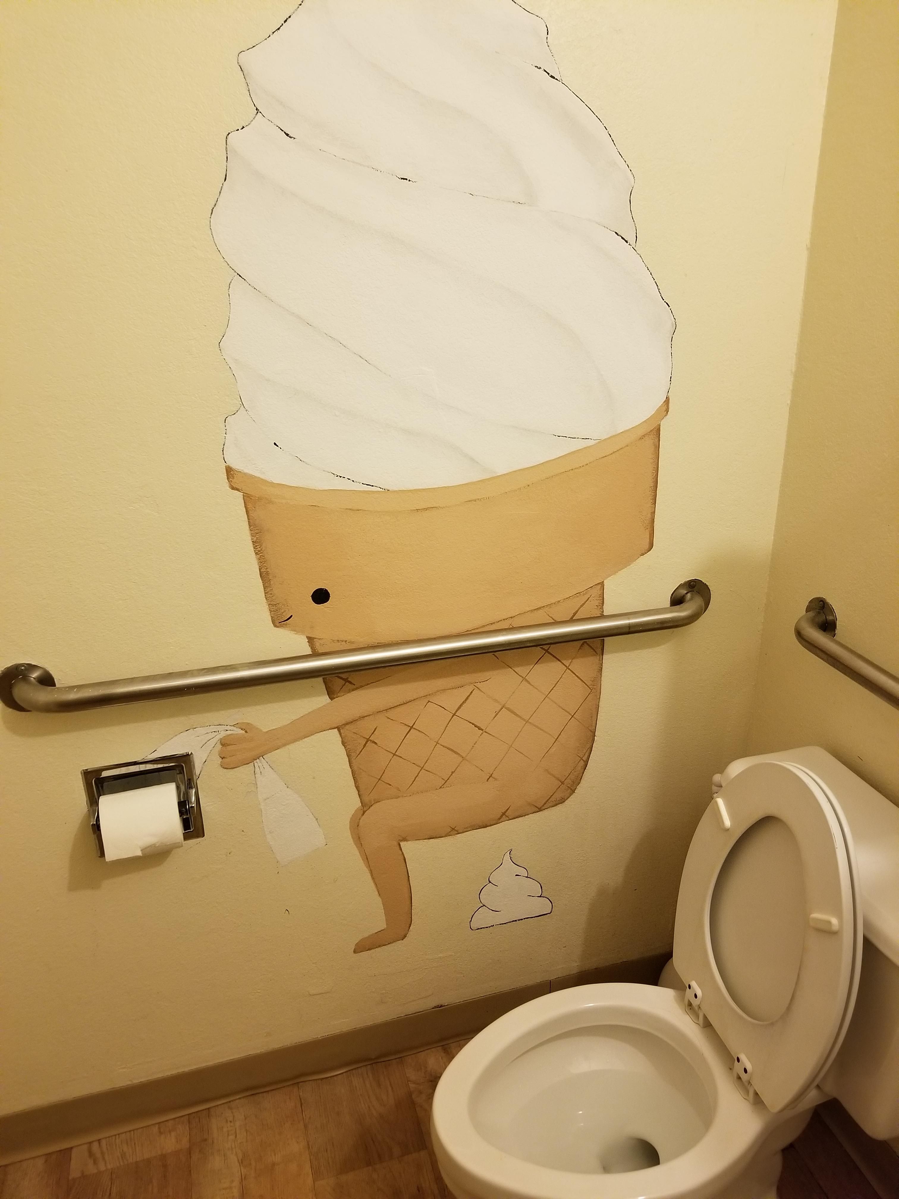 This mural in a local ice cream store bathroom...