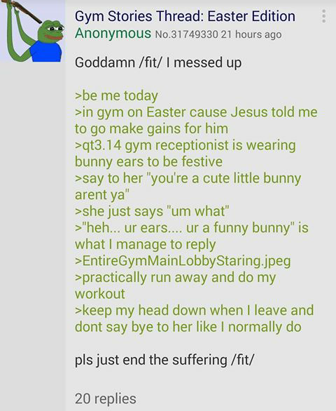 Anon works out on Easter