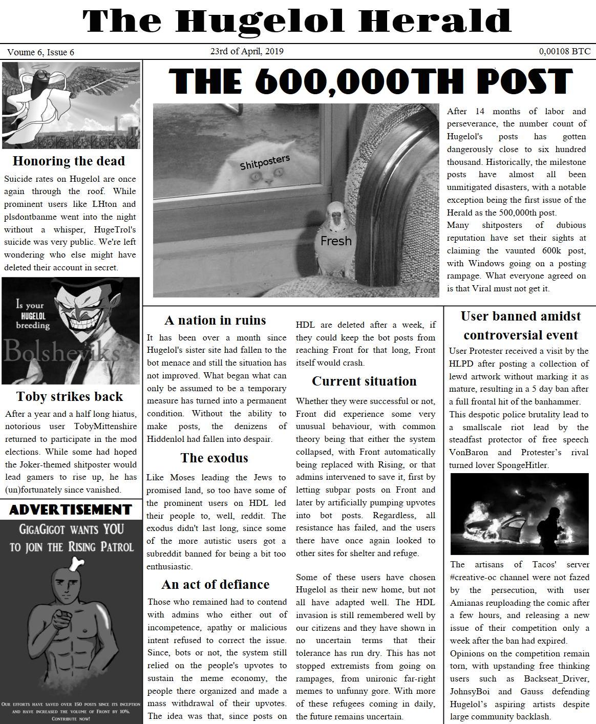 Hugelol Herald, the 600k post edition