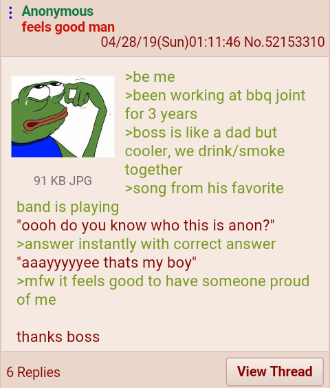 Anon has a nice boss