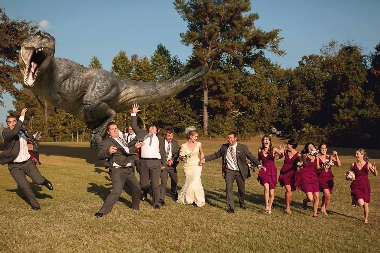 My friend let her husband take one “fun” photo of their wedding party. I think he got it right.