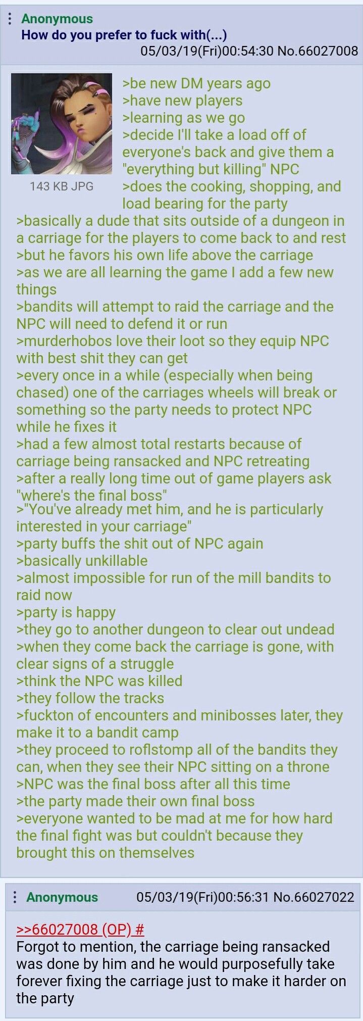 Anon adds an helpfull NPC to his quest
