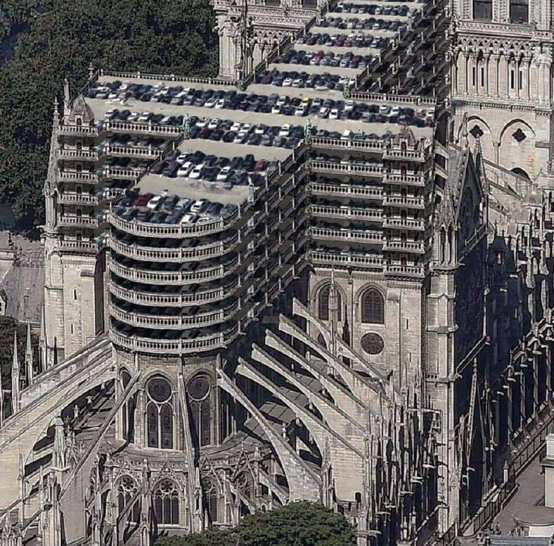 This suggestion I came across for the reconstruction of Notre Dame