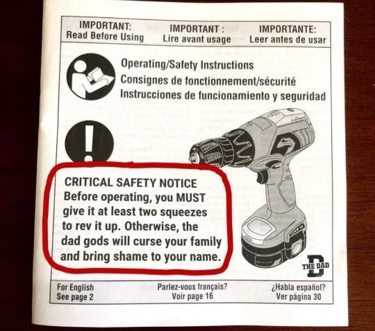 Critical Safety Notice for dads