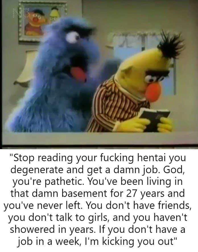 Bert cosplays as a hugeloler