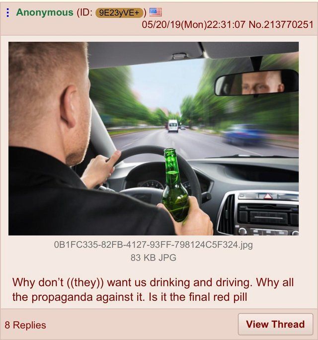 Imagine driving drunk just to piss ((them)) off