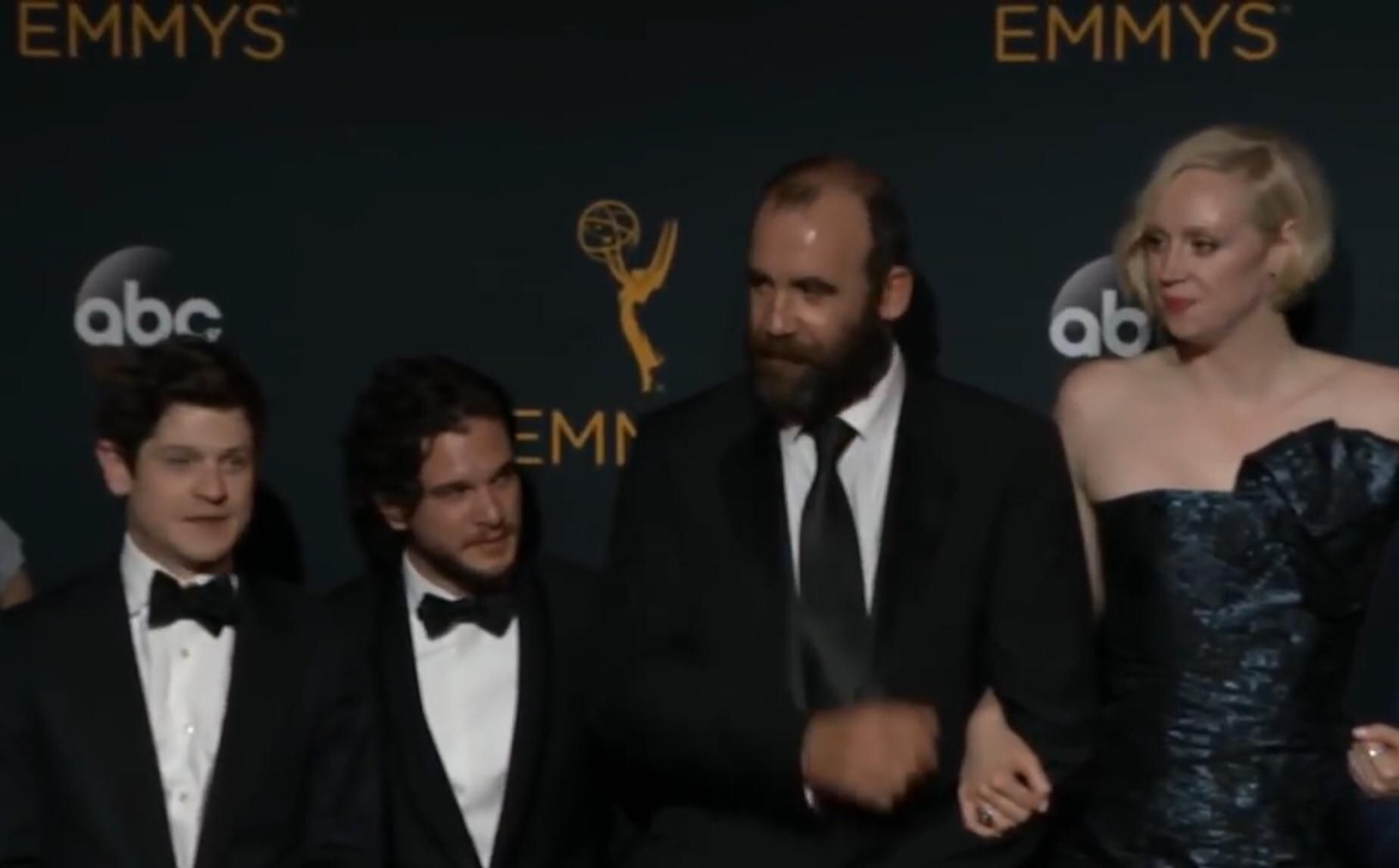 Husband and wife take their 2 boys to the Emmys.