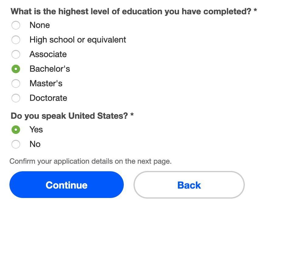 On a job application I was filling out