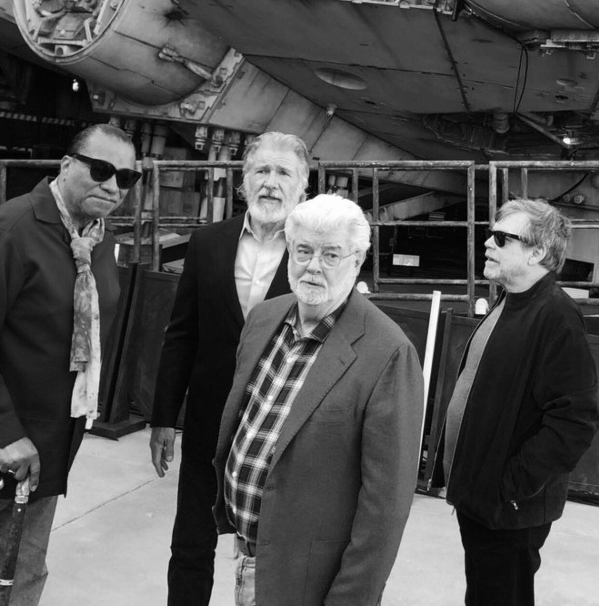 George Lucas, Ford, Billy Dee and Hamill look like they're dropping a new Blues album