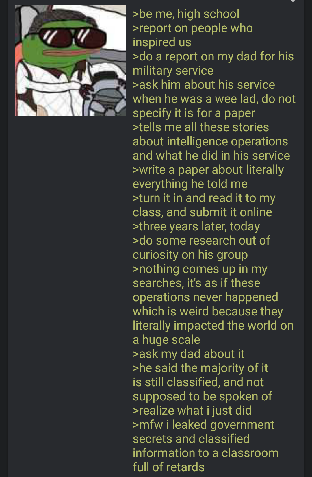 Anon writes a report
