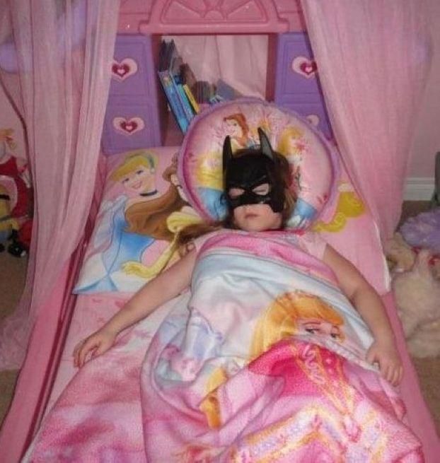 Shhhh.....Princess Batman is sleeping.