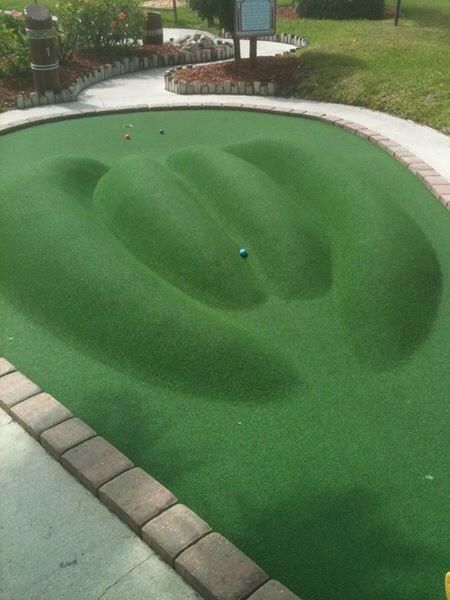 This was the first hole of mini golf while on vacation.