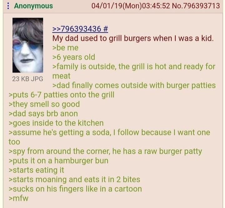Anon's dad likes it raw