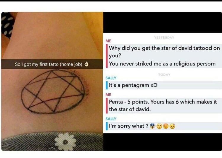 Tattooed my first pentagra.......oh wait