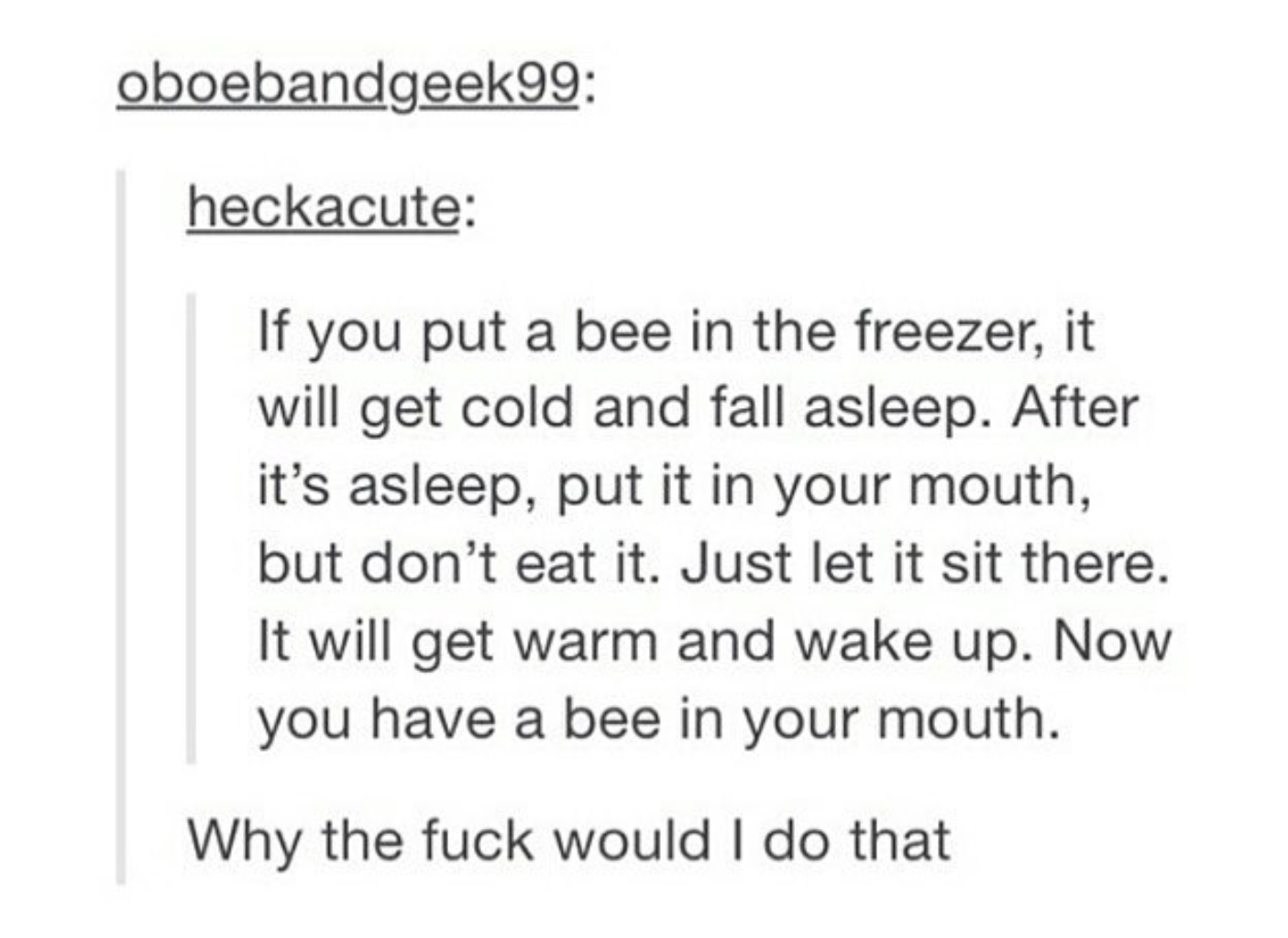 How to put a bee in your mouth