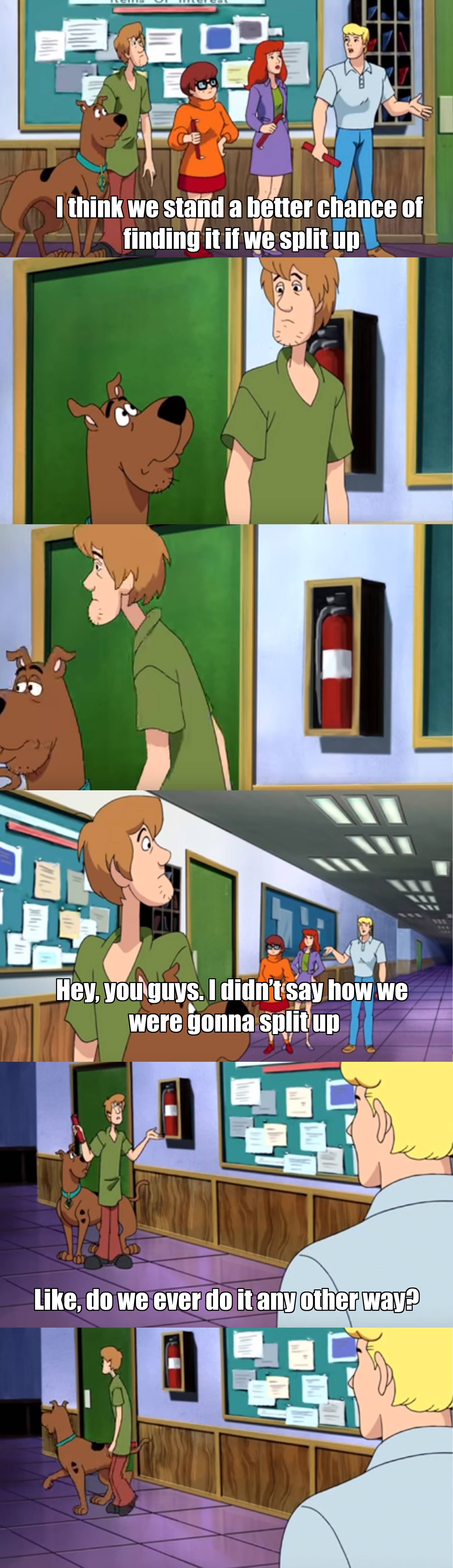 Shaggy is done with Fred's shtick at this point