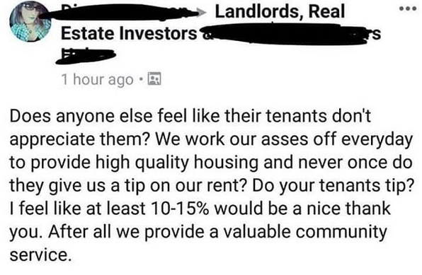 Did you guys tip your landlords?