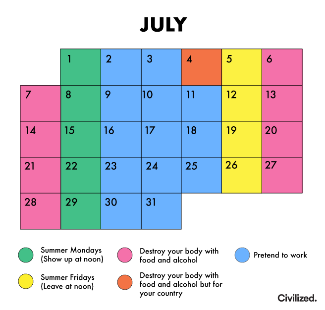 July's schedule