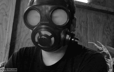 Smoking with a gas mask