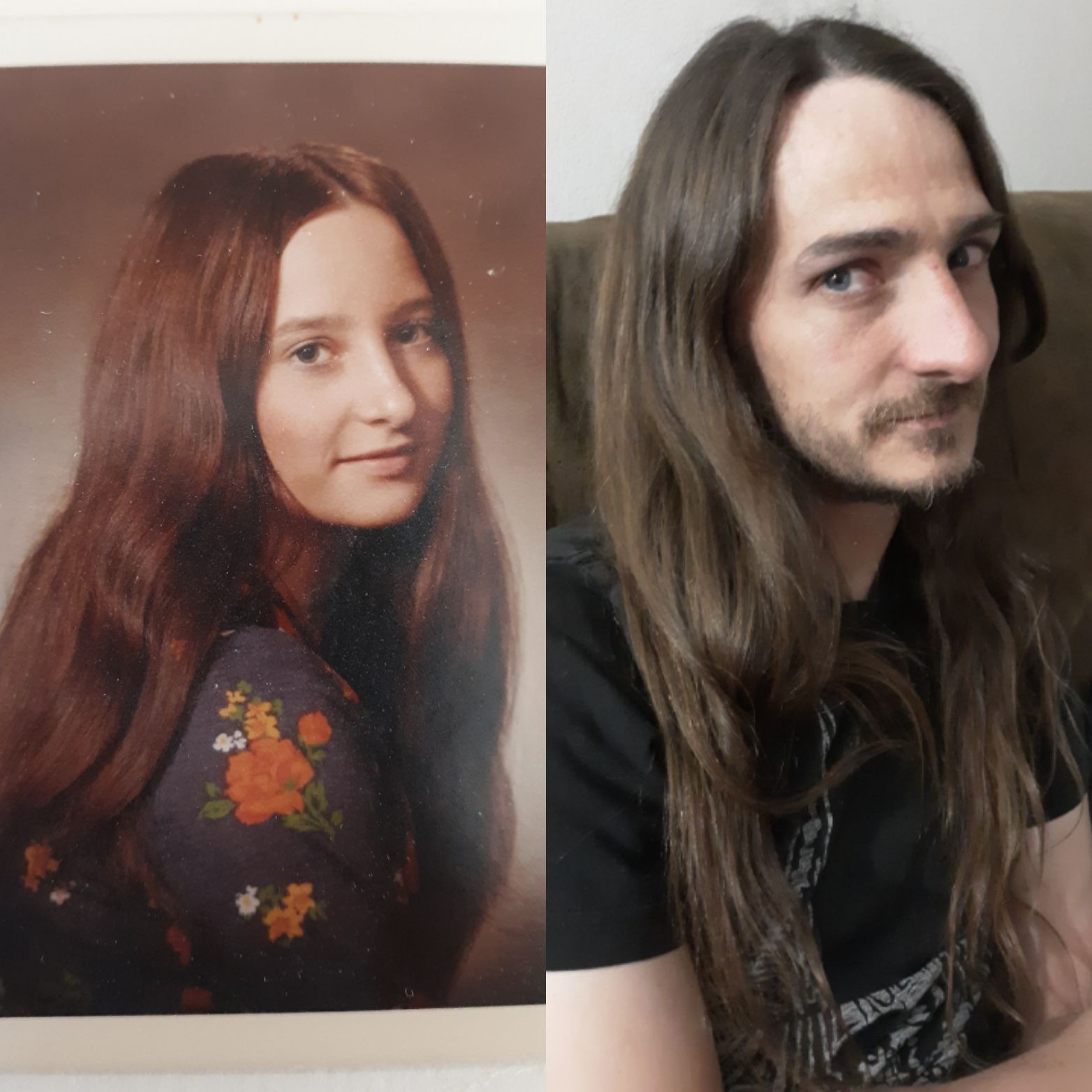 My husband always said he looks more like his dad when he was young, and not his mom. I finally got to prove him wrong.