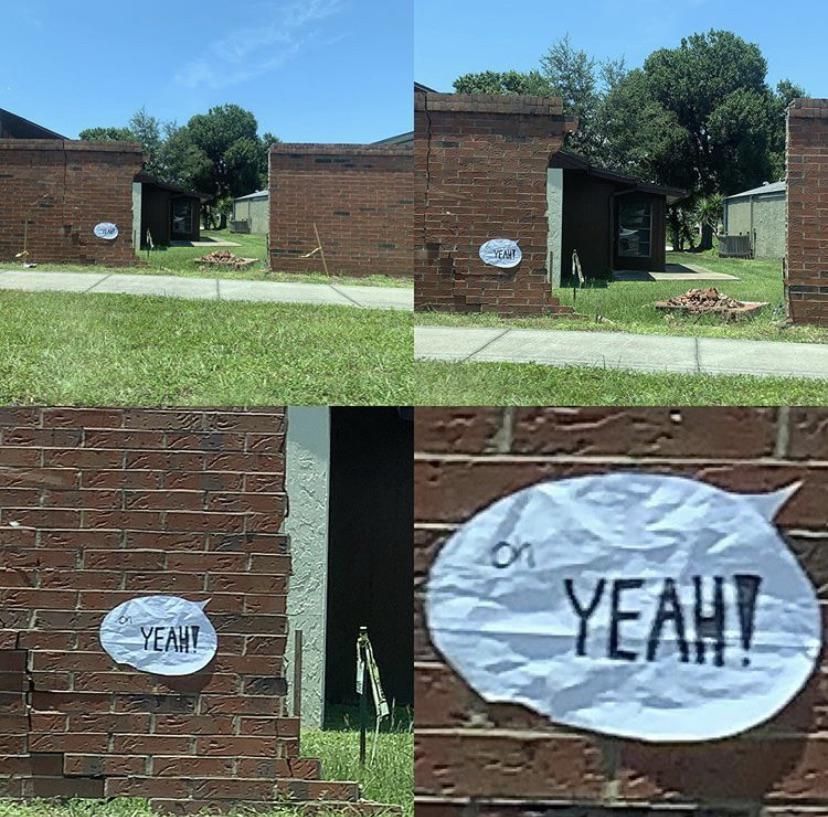 Someone drove through a brick wall in my town, saw this on there the next day.