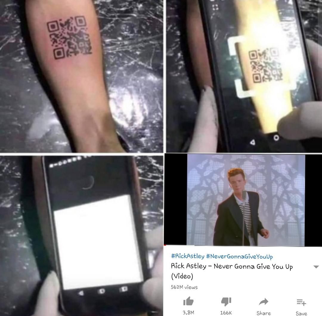 Rick Astley QR code Татуировка