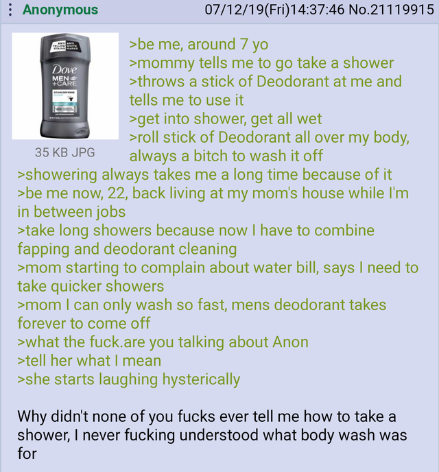 you can tell its fake by the fact that anon takes showers