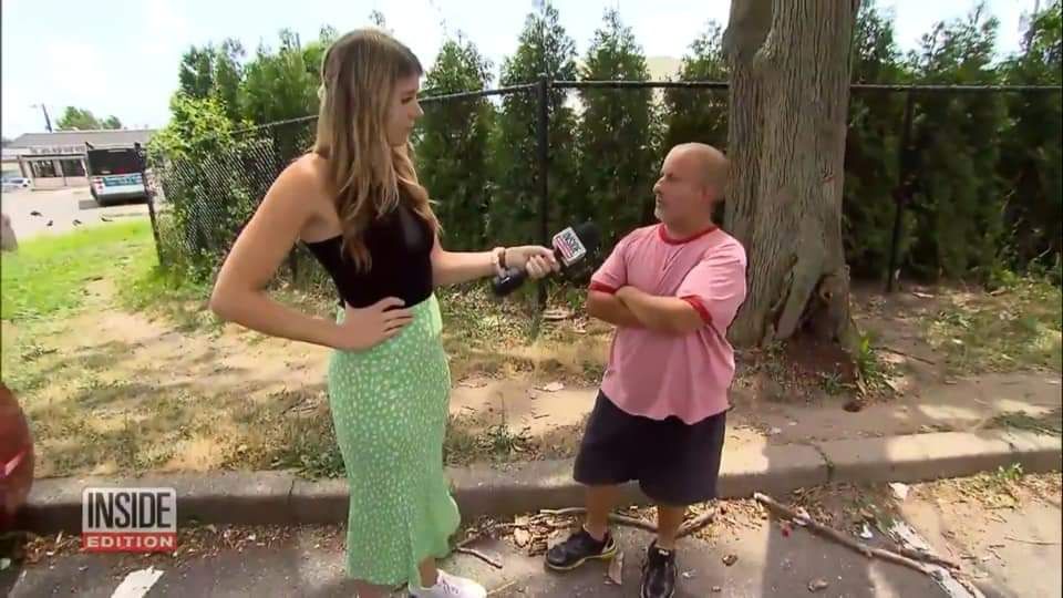 They sent a tall reporter to interview the Bagel Boss Freakout guy.