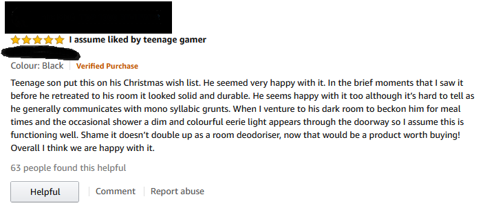 Amazon review for a gaming keyboard