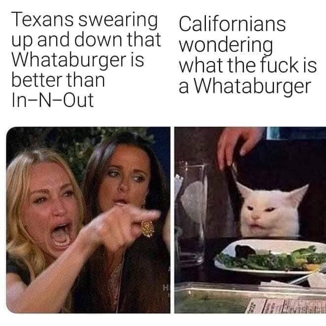 This is probably whats going on between Texans and Californians