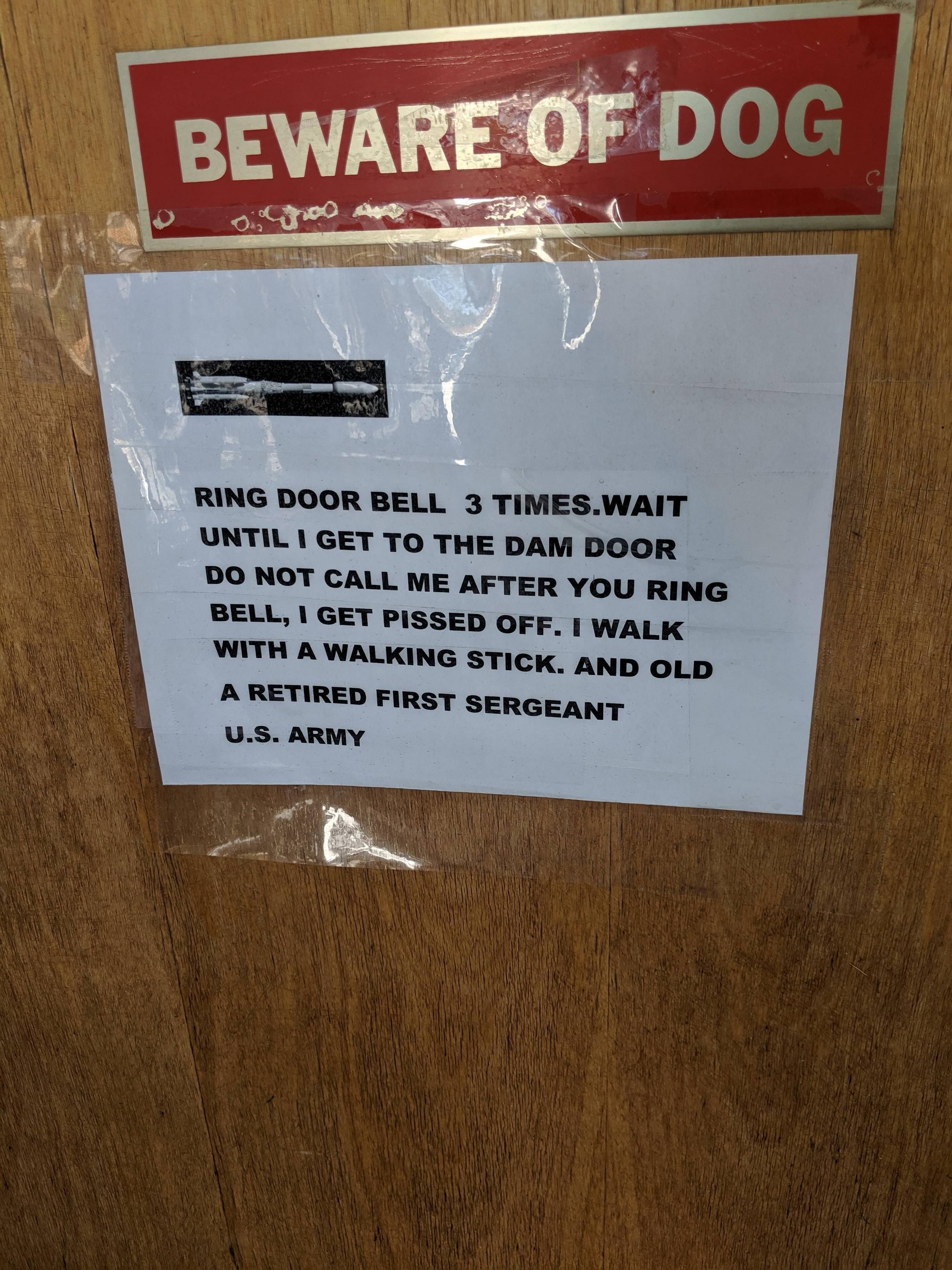 This sign on my grandpa's door
