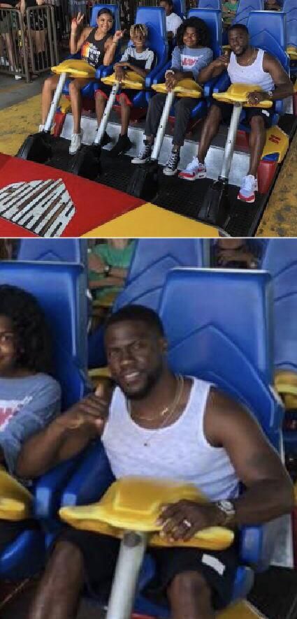 Just learned that Kevin Hart is tall enough to ride a roller coaster